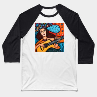 Woman playing a Guitar Baseball T-Shirt